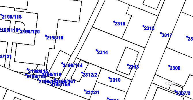 Parcela st. 2314 v KÚ Horní Počernice, Katastrální mapa