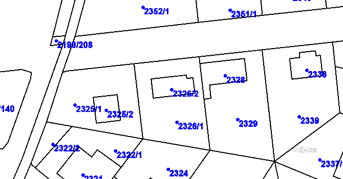 Parcela st. 2326/2 v KÚ Horní Počernice, Katastrální mapa