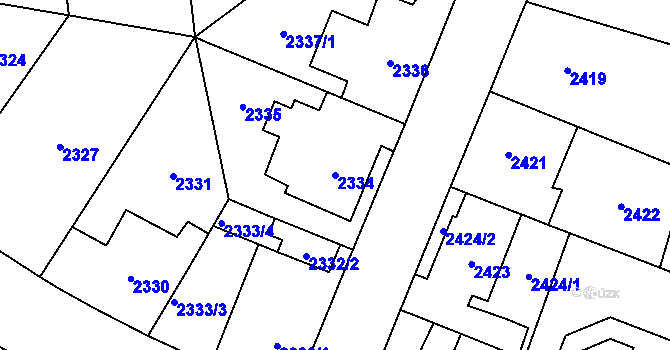 Parcela st. 2334 v KÚ Horní Počernice, Katastrální mapa