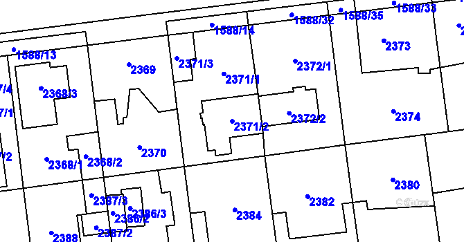 Parcela st. 2371/2 v KÚ Horní Počernice, Katastrální mapa