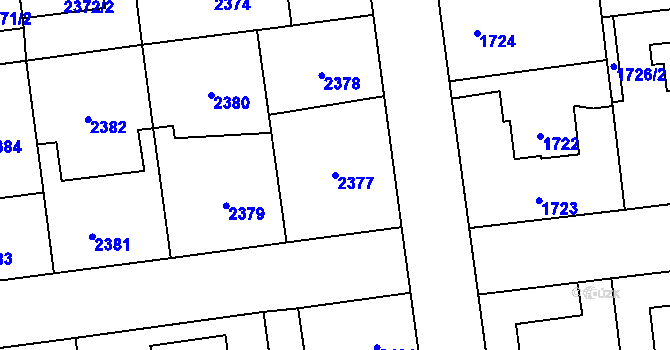Parcela st. 2377 v KÚ Horní Počernice, Katastrální mapa
