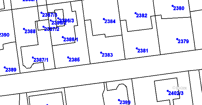 Parcela st. 2383 v KÚ Horní Počernice, Katastrální mapa