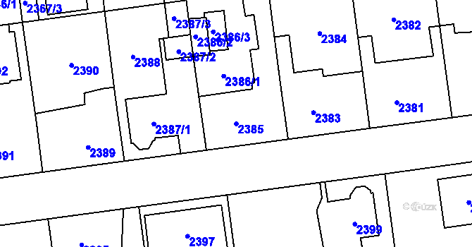 Parcela st. 2385 v KÚ Horní Počernice, Katastrální mapa