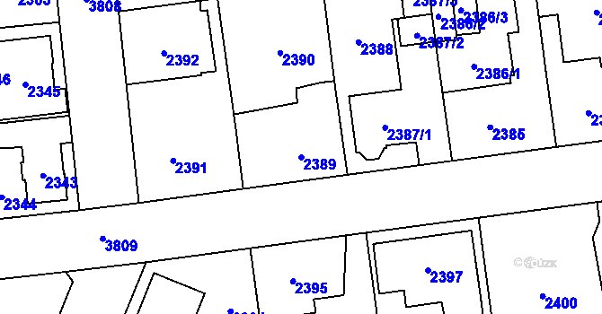 Parcela st. 2389 v KÚ Horní Počernice, Katastrální mapa