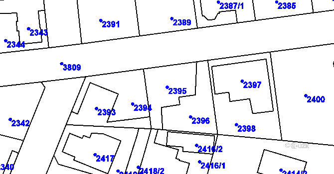 Parcela st. 2395 v KÚ Horní Počernice, Katastrální mapa