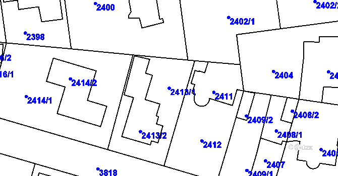 Parcela st. 2413/1 v KÚ Horní Počernice, Katastrální mapa