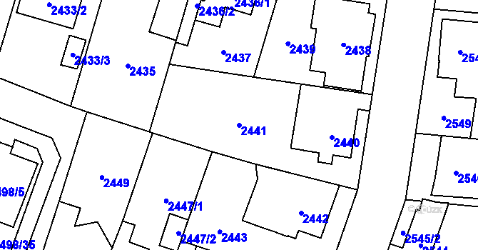Parcela st. 2441 v KÚ Horní Počernice, Katastrální mapa