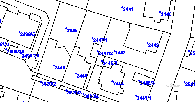 Parcela st. 2447/2 v KÚ Horní Počernice, Katastrální mapa