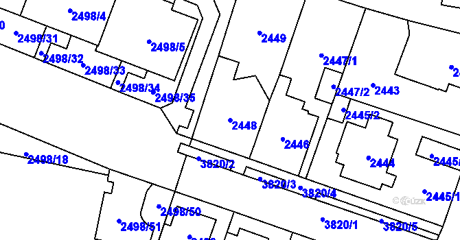 Parcela st. 2448 v KÚ Horní Počernice, Katastrální mapa