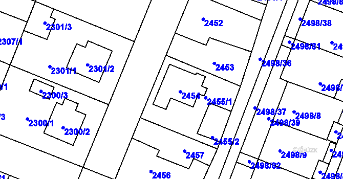 Parcela st. 2454 v KÚ Horní Počernice, Katastrální mapa