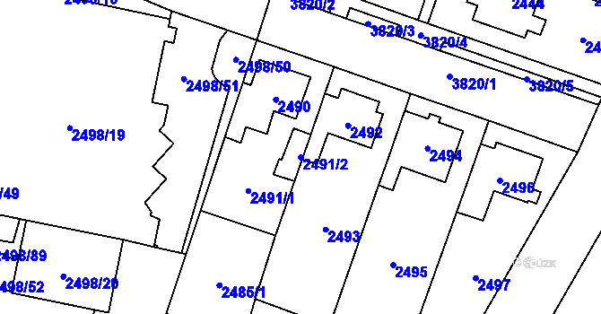 Parcela st. 2491/2 v KÚ Horní Počernice, Katastrální mapa