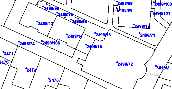 Parcela st. 2498/15 v KÚ Horní Počernice, Katastrální mapa
