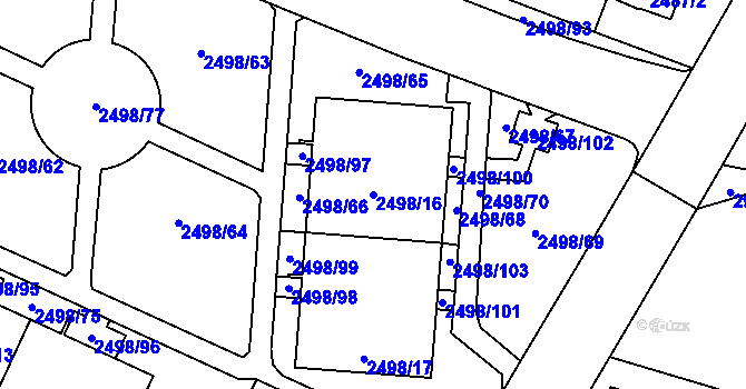 Parcela st. 2498/16 v KÚ Horní Počernice, Katastrální mapa