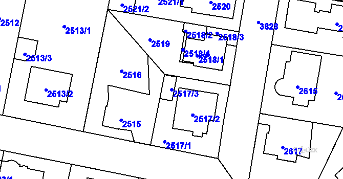 Parcela st. 2517/3 v KÚ Horní Počernice, Katastrální mapa