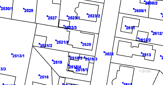 Parcela st. 2520 v KÚ Horní Počernice, Katastrální mapa