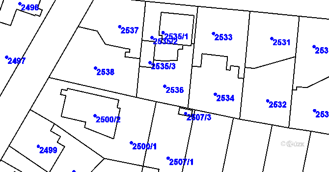 Parcela st. 2536 v KÚ Horní Počernice, Katastrální mapa