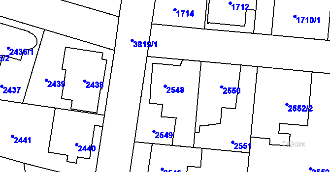 Parcela st. 2548 v KÚ Horní Počernice, Katastrální mapa