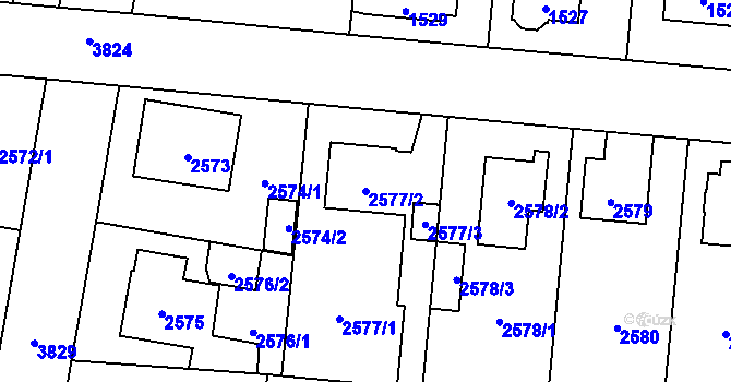 Parcela st. 2577/2 v KÚ Horní Počernice, Katastrální mapa