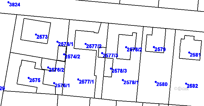 Parcela st. 2577/3 v KÚ Horní Počernice, Katastrální mapa