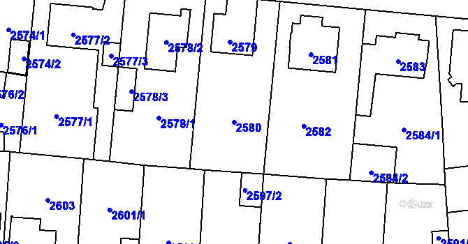 Parcela st. 2580 v KÚ Horní Počernice, Katastrální mapa