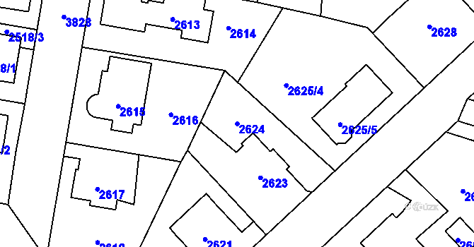 Parcela st. 2624 v KÚ Horní Počernice, Katastrální mapa