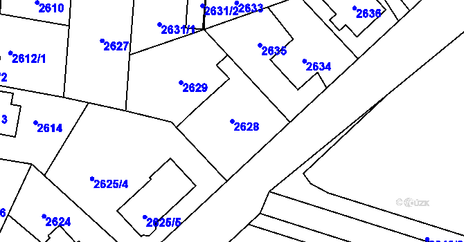 Parcela st. 2628 v KÚ Horní Počernice, Katastrální mapa