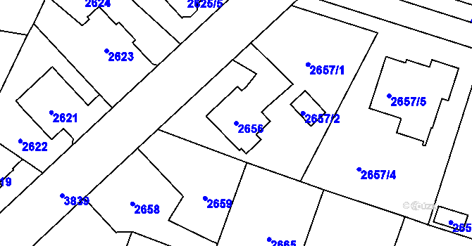 Parcela st. 2656 v KÚ Horní Počernice, Katastrální mapa