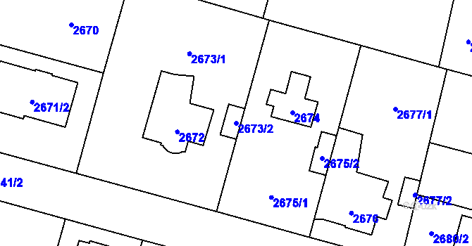 Parcela st. 2673/2 v KÚ Horní Počernice, Katastrální mapa