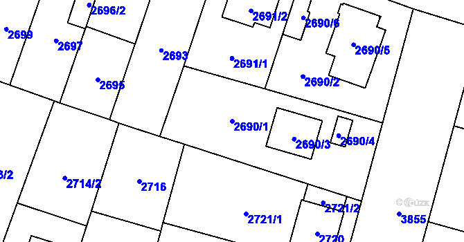 Parcela st. 2690/1 v KÚ Horní Počernice, Katastrální mapa