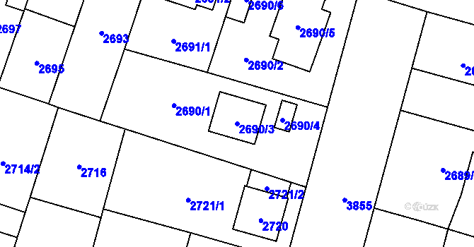 Parcela st. 2690/3 v KÚ Horní Počernice, Katastrální mapa