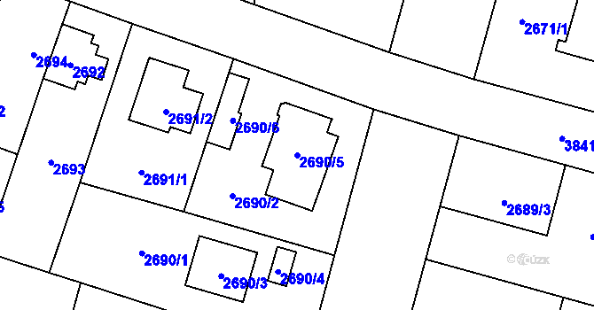 Parcela st. 2690/5 v KÚ Horní Počernice, Katastrální mapa