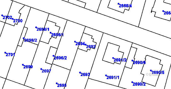 Parcela st. 2692 v KÚ Horní Počernice, Katastrální mapa
