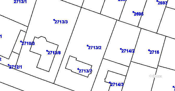 Parcela st. 2713/2 v KÚ Horní Počernice, Katastrální mapa