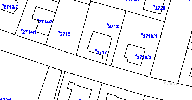 Parcela st. 2717 v KÚ Horní Počernice, Katastrální mapa