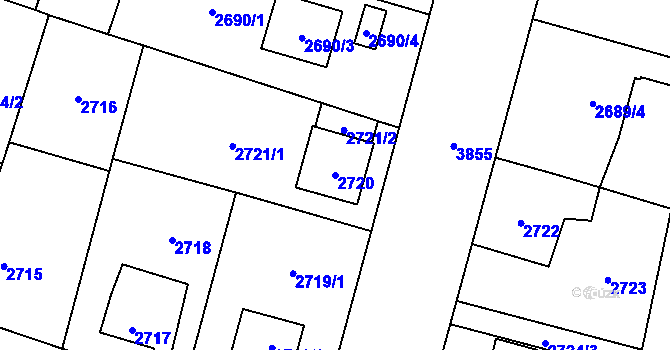 Parcela st. 2720 v KÚ Horní Počernice, Katastrální mapa