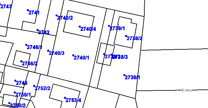 Parcela st. 2739/2 v KÚ Horní Počernice, Katastrální mapa