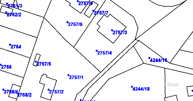 Parcela st. 2757/4 v KÚ Horní Počernice, Katastrální mapa