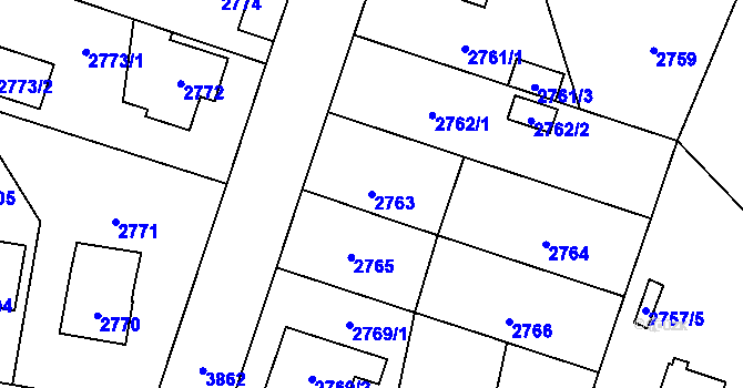 Parcela st. 2763 v KÚ Horní Počernice, Katastrální mapa