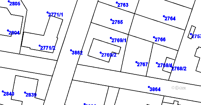 Parcela st. 2769/2 v KÚ Horní Počernice, Katastrální mapa