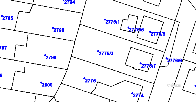 Parcela st. 2776/3 v KÚ Horní Počernice, Katastrální mapa