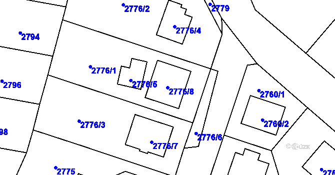 Parcela st. 2776/8 v KÚ Horní Počernice, Katastrální mapa