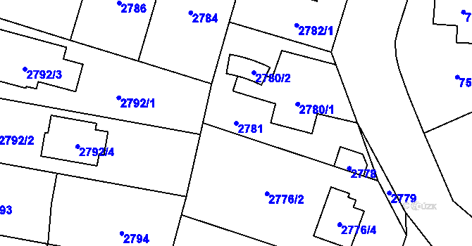 Parcela st. 2781 v KÚ Horní Počernice, Katastrální mapa