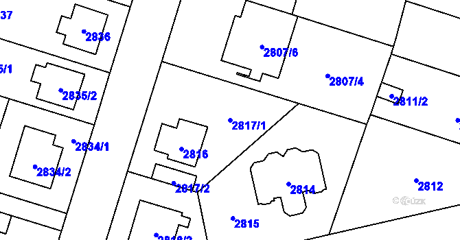 Parcela st. 2817/1 v KÚ Horní Počernice, Katastrální mapa