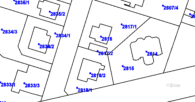Parcela st. 2817/2 v KÚ Horní Počernice, Katastrální mapa