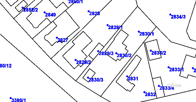 Parcela st. 2829/3 v KÚ Horní Počernice, Katastrální mapa