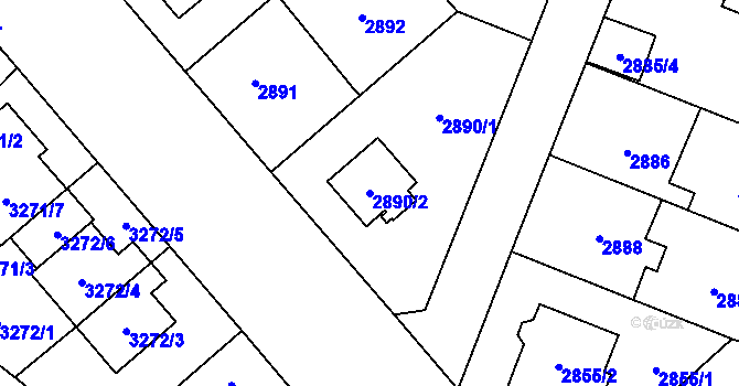 Parcela st. 2890/2 v KÚ Horní Počernice, Katastrální mapa