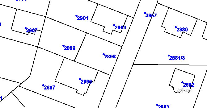 Parcela st. 2898 v KÚ Horní Počernice, Katastrální mapa