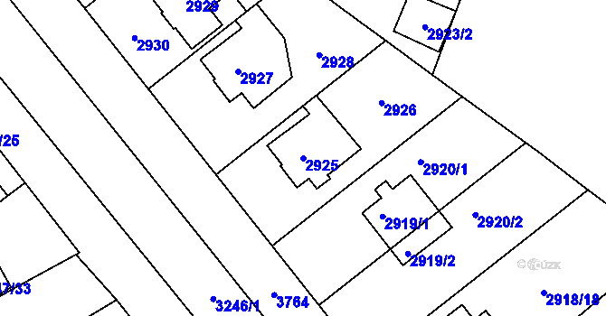 Parcela st. 2925 v KÚ Horní Počernice, Katastrální mapa