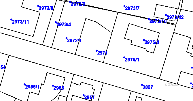 Parcela st. 2971 v KÚ Horní Počernice, Katastrální mapa