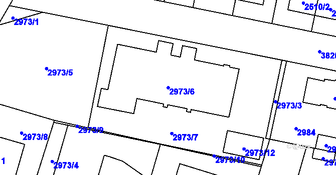 Parcela st. 2973/6 v KÚ Horní Počernice, Katastrální mapa